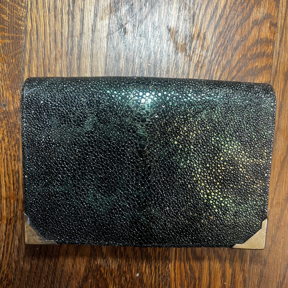 Alexander Wang Black and Green Textured Wallet
